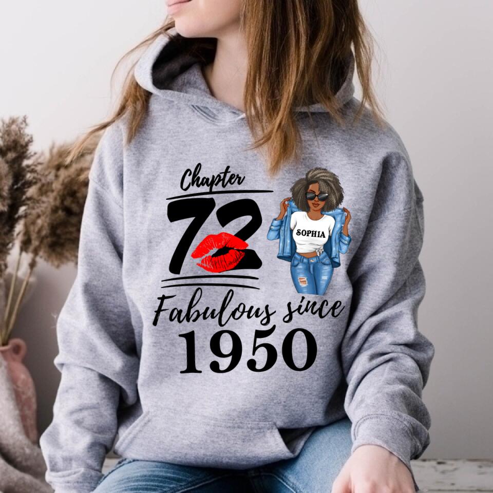 Chapter 72, Fabulous Since 1950 72th Birthday Unique T Shirt For Woman, Custom Birthday Shirt, Her Gifts For 72 Years Old , Turning 72 Birthday Cotton Shirt