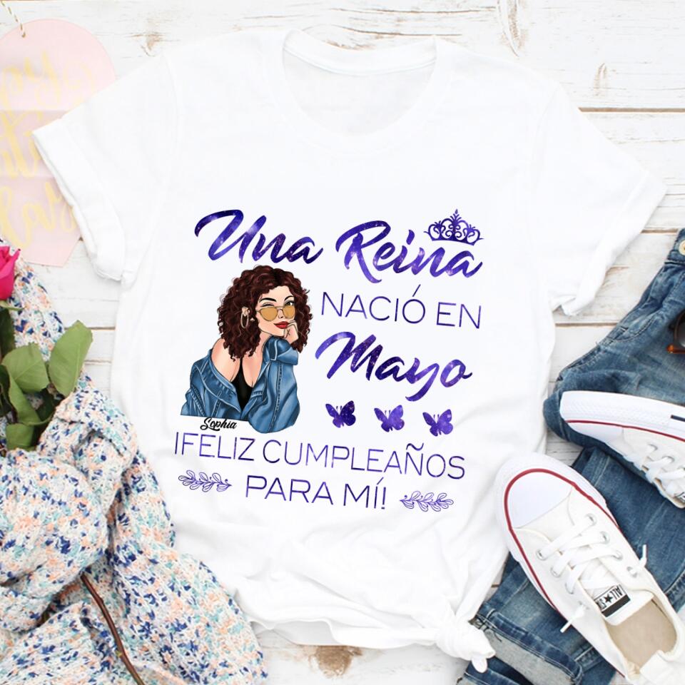 Camisa De Cumpleaños De Mayo, Camisa De Cumpleaños Personalizada, Reinas Nacidas En Mayo, Regalos De Cumpleaños De Mayo, Camisas De Mayo Para Mujeres