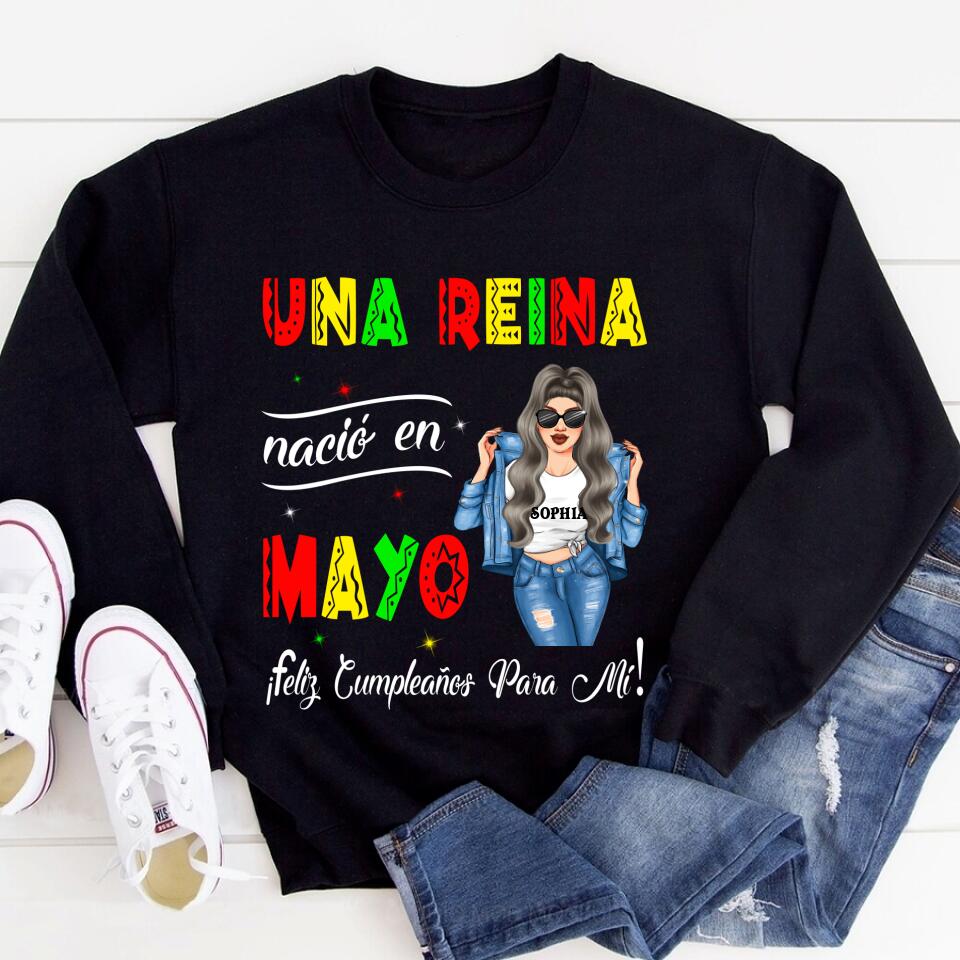 Camisa De Cumpleaños De Mayo, Camisa De Cumpleaños Personalizada, Reinas Nacidas En Mayo, Regalos De Cumpleaños De Mayo, Camisas De Mayo Para Mujeres