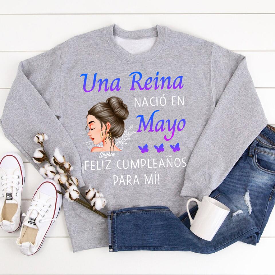 Camisa De Cumpleaños De Mayo, Camisa De Cumpleaños Personalizada, Reinas Nacidas En Mayo, Regalos De Cumpleaños De Mayo, Camisas De Mayo Para Mujeres