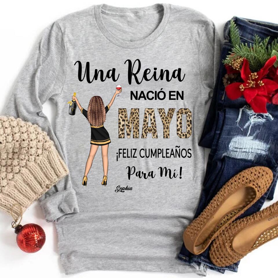 Camisa De Cumpleaños De Mayo, Camisa De Cumpleaños Personalizada, Reinas Nacidas En Mayo, Regalos De Cumpleaños De Mayo, Camisas De Mayo Para Mujeres