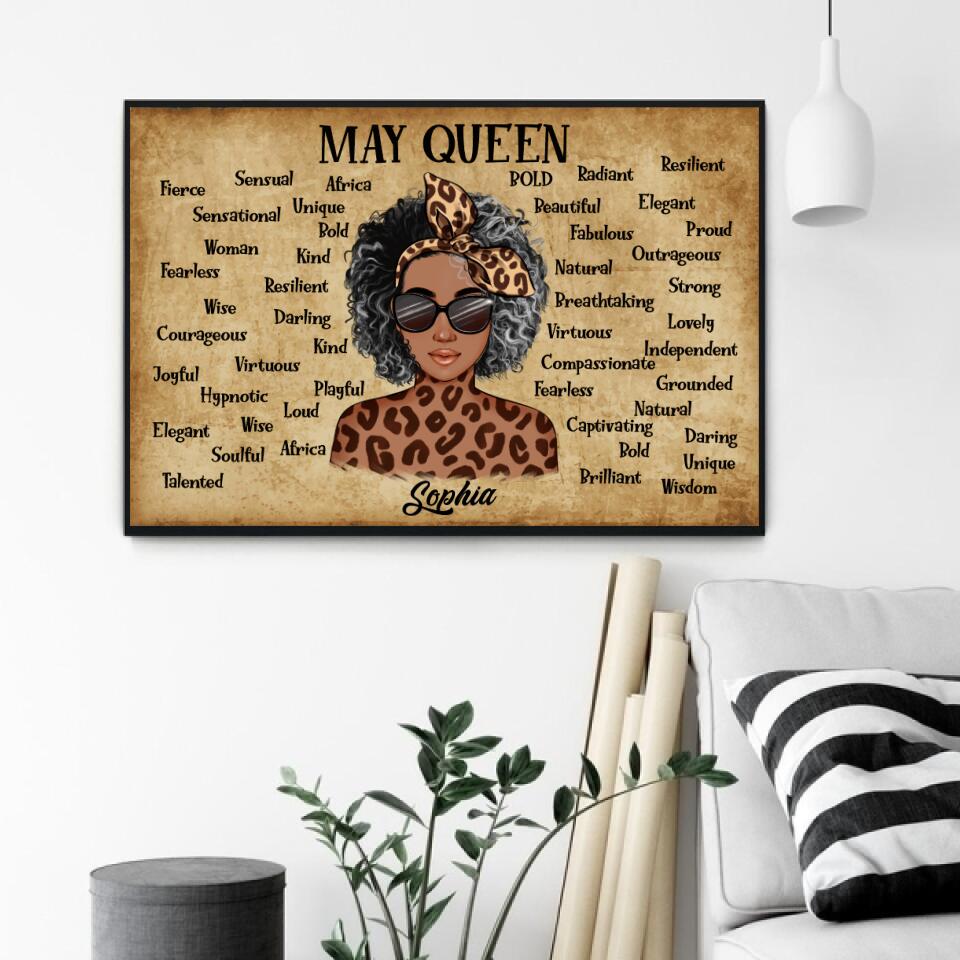 Personalised birthday posters, May poster, happy birthday poster with name, custom birthday poster