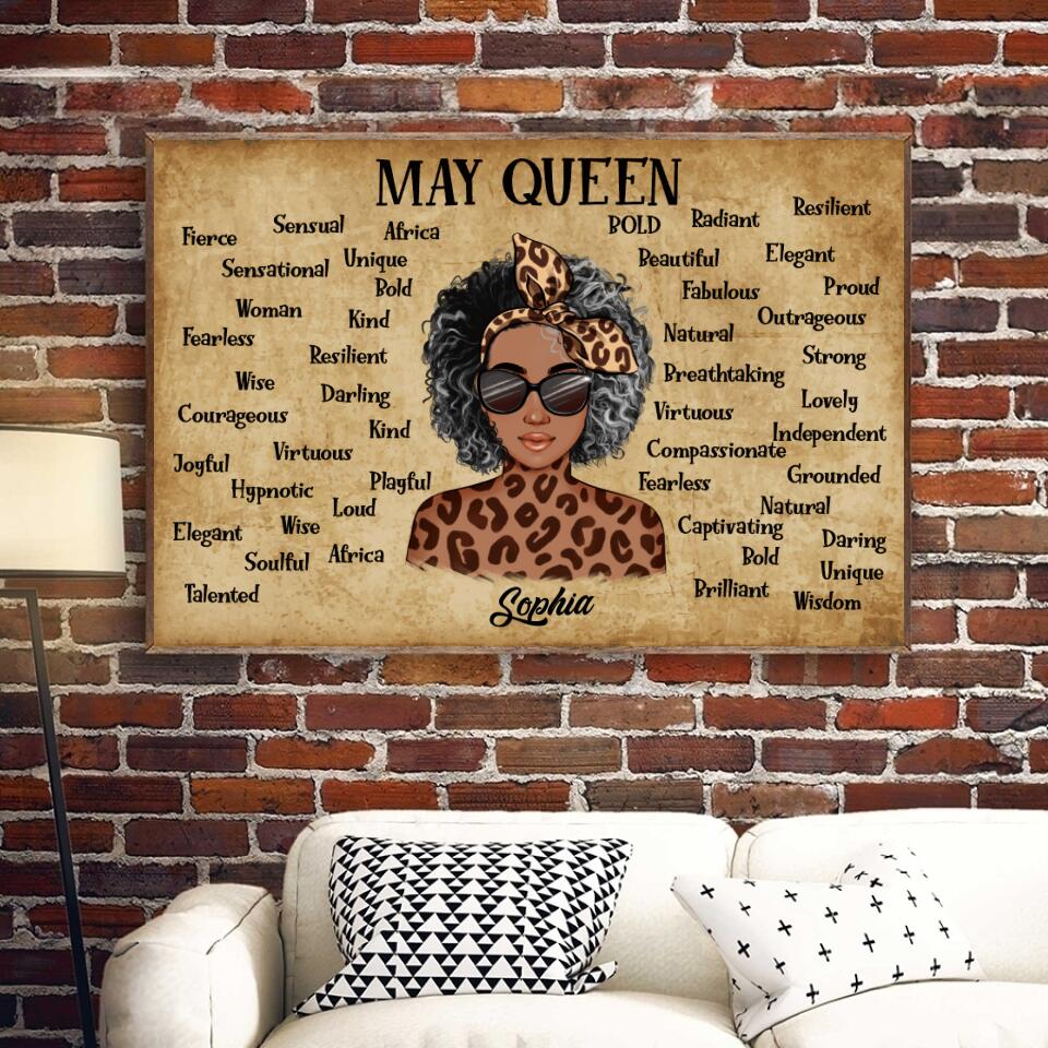 Personalised birthday posters, May poster, happy birthday poster with name, custom birthday poster