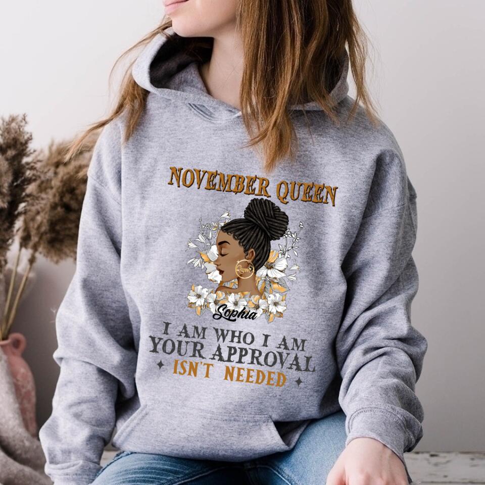 Custom November Birthday Shirt For Woman, Queens are Born In November Gifts, Melanin Afro Woman Shirt, Black Girl Tee, Afro Queen Gift