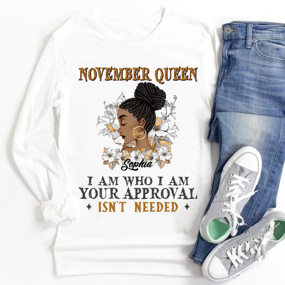 Custom November Birthday Shirt For Woman, Queens are Born In November Gifts, Melanin Afro Woman Shirt, Black Girl Tee, Afro Queen Gift