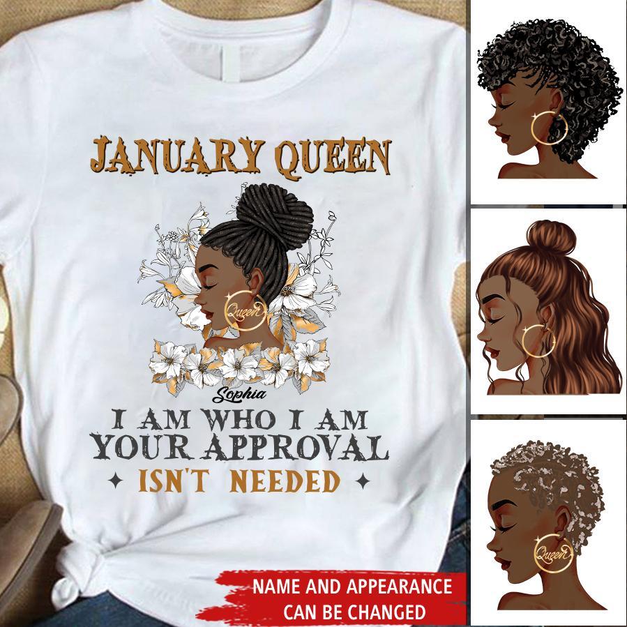 Custom January Birthday Shirt For Woman, Queens Are Born In January Gifts, Melanin Afro Woman Shirt, Black Girl Tee, Afro Queen Gift