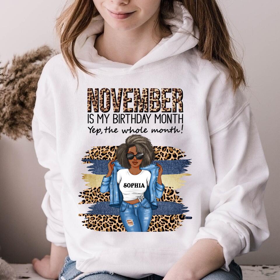 Custom November Birthday Shirt For Woman, Queens are Born In November Gifts, Melanin Afro Woman Shirt, Black Girl Tee, Afro Queen Gift