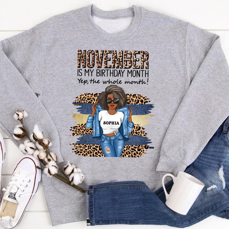 Custom November Birthday Shirt For Woman, Queens are Born In November Gifts, Melanin Afro Woman Shirt, Black Girl Tee, Afro Queen Gift