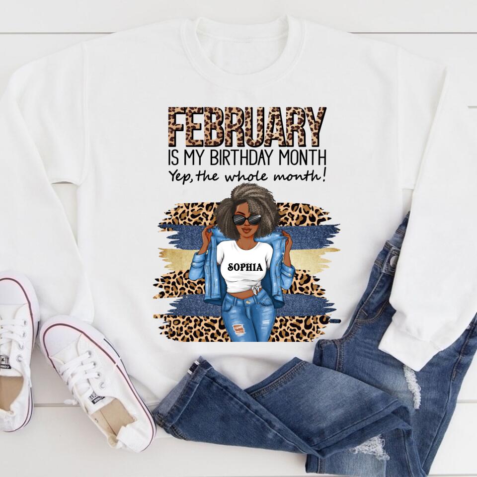 Custom February Birthday Shirt For Woman, Queens Are Born In February Gifts, Melanin Afro Woman Shirt, Black Girl Tee, Afro Queen Gift
