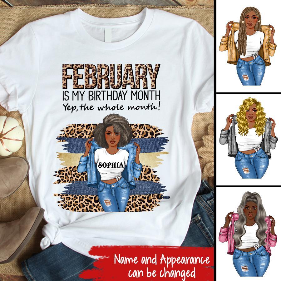 Custom February Birthday Shirt For Woman, Queens Are Born In February Gifts, Melanin Afro Woman Shirt, Black Girl Tee, Afro Queen Gift