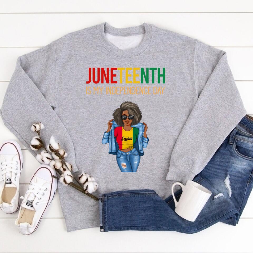 Juneteenth Shirt, Custom Juneteenth Shirt, Juneteenth Is My Independence Day Black Women 4th Of July T-Shirt