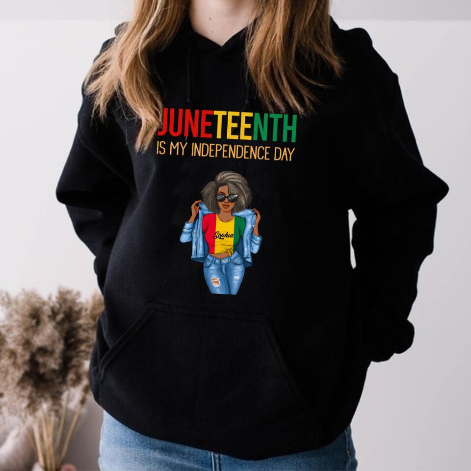 Juneteenth Shirt, Custom Juneteenth Shirt, Juneteenth Is My Independence Day Black Women 4th Of July T-Shirt