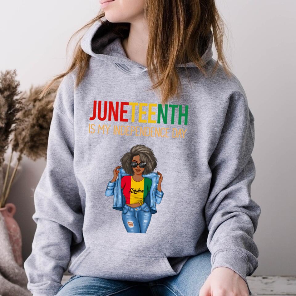 Juneteenth Shirt, Custom Juneteenth Shirt, Juneteenth Is My Independence Day Black Women 4th Of July T-Shirt