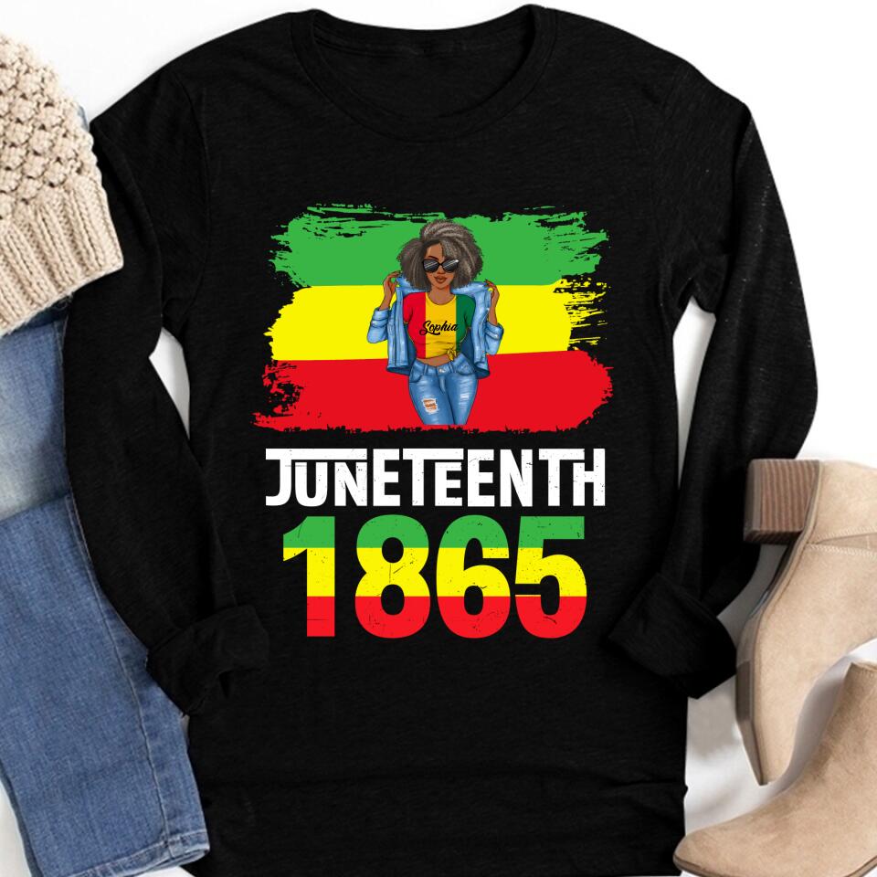 Juneteenth Shirt, Custom Juneteenth Shirt, Juneteenth Is My Independence Day Black Women 4th Of July T-Shirt