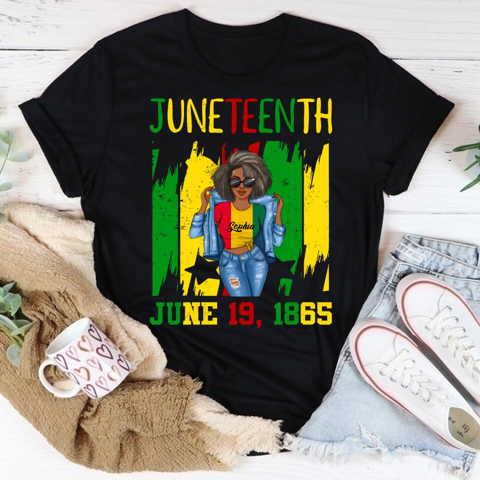 Juneteenth Shirt, Custom Juneteenth Shirt, Juneteenth Is My Independence Day Black Women 4th Of July T-Shirt