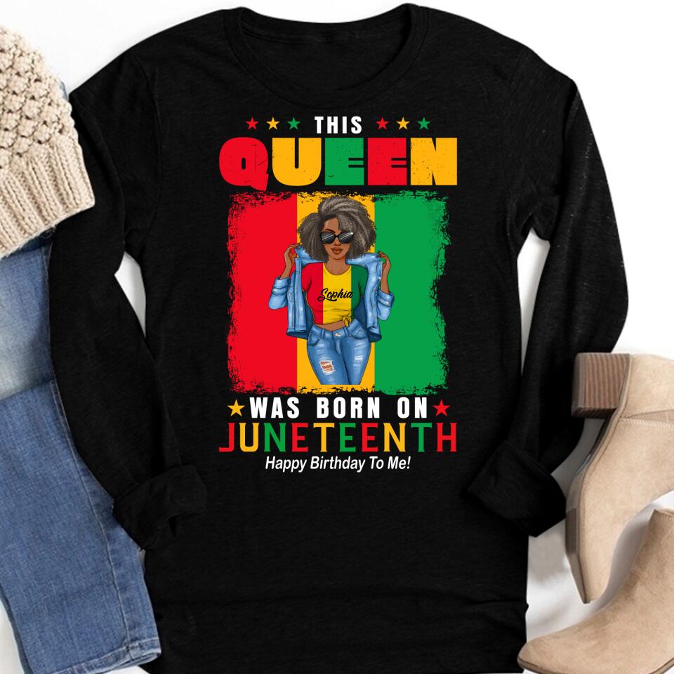 Juneteenth Shirt, Custom Juneteenth Shirt, June 19th Birthday Juneteenth Freedom Black Woman Afro Hair T-Shirt