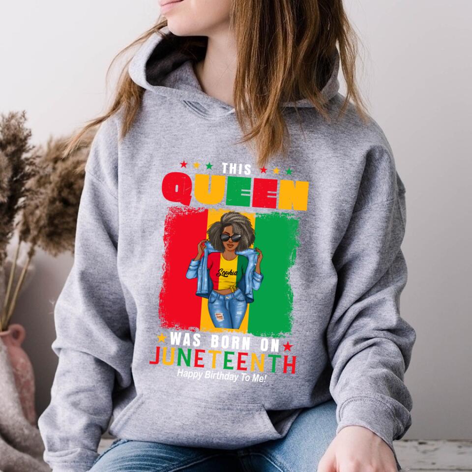 Juneteenth Shirt, Custom Juneteenth Shirt, June 19th Birthday Juneteenth Freedom Black Woman Afro Hair T-Shirt