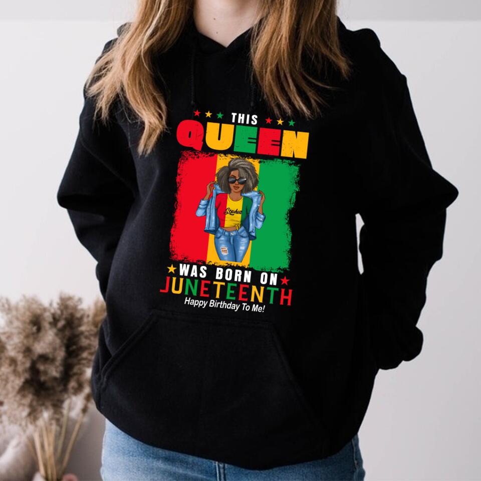 Juneteenth Shirt, Custom Juneteenth Shirt, June 19th Birthday Juneteenth Freedom Black Woman Afro Hair T-Shirt