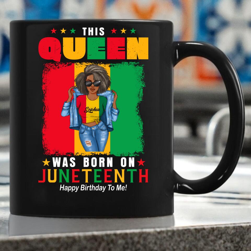 Juneteenth Shirt, Custom Juneteenth Shirt, June 19th Birthday Juneteenth Freedom Black Woman Afro Hair T-Shirt