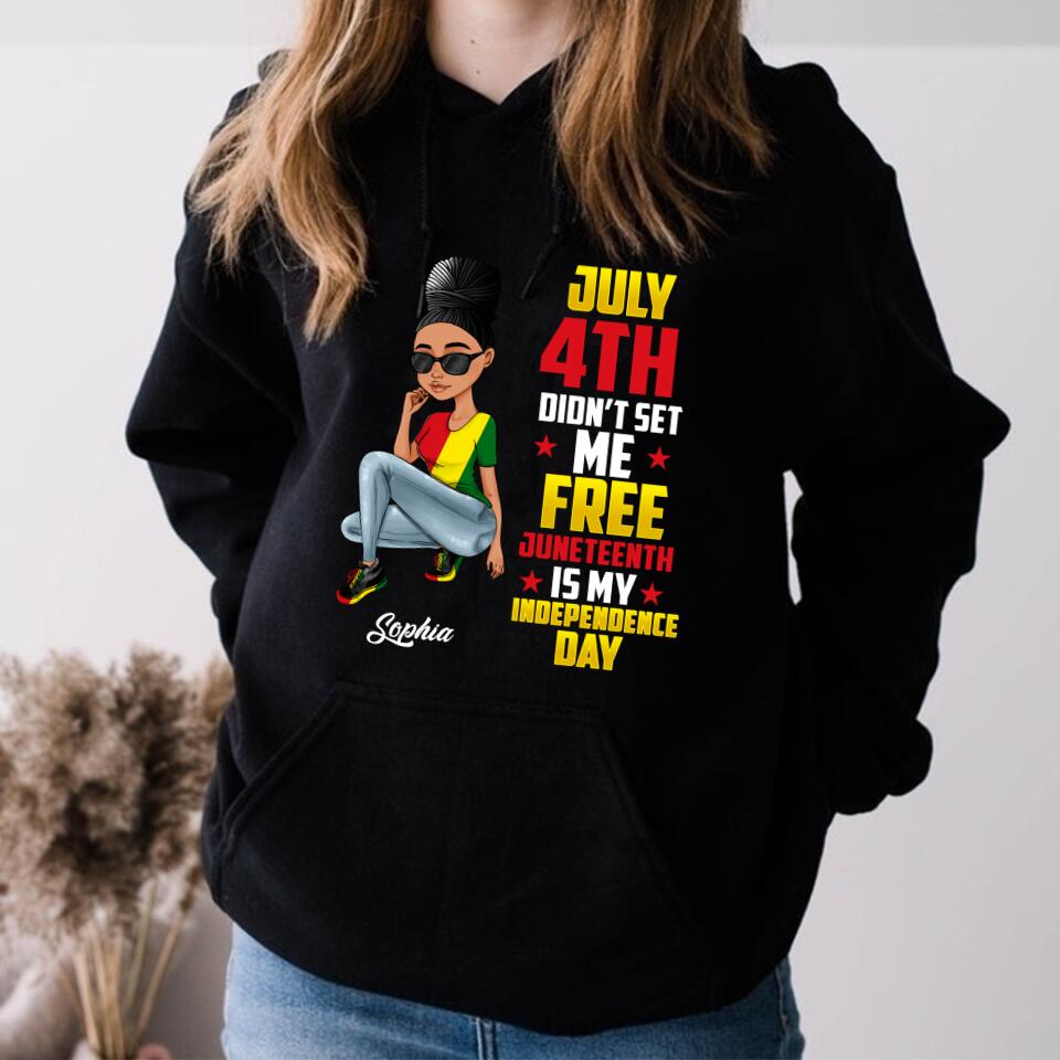 Juneteenth Shirt, Custom Juneteenth Shirt, June 19th Birthday Juneteenth Freedom Black Woman Afro Hair T-Shirt