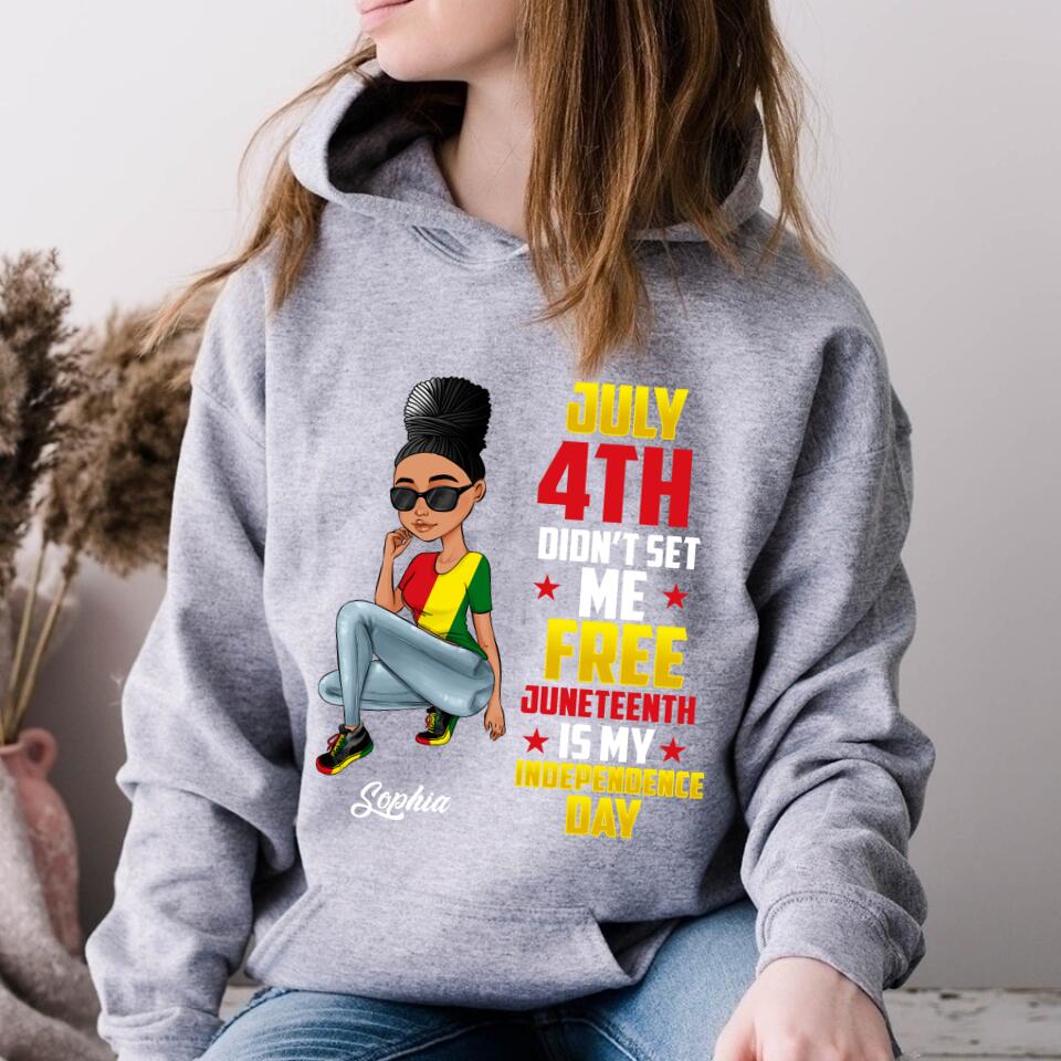 Juneteenth Shirt, Custom Juneteenth Shirt, June 19th Birthday Juneteenth Freedom Black Woman Afro Hair T-Shirt