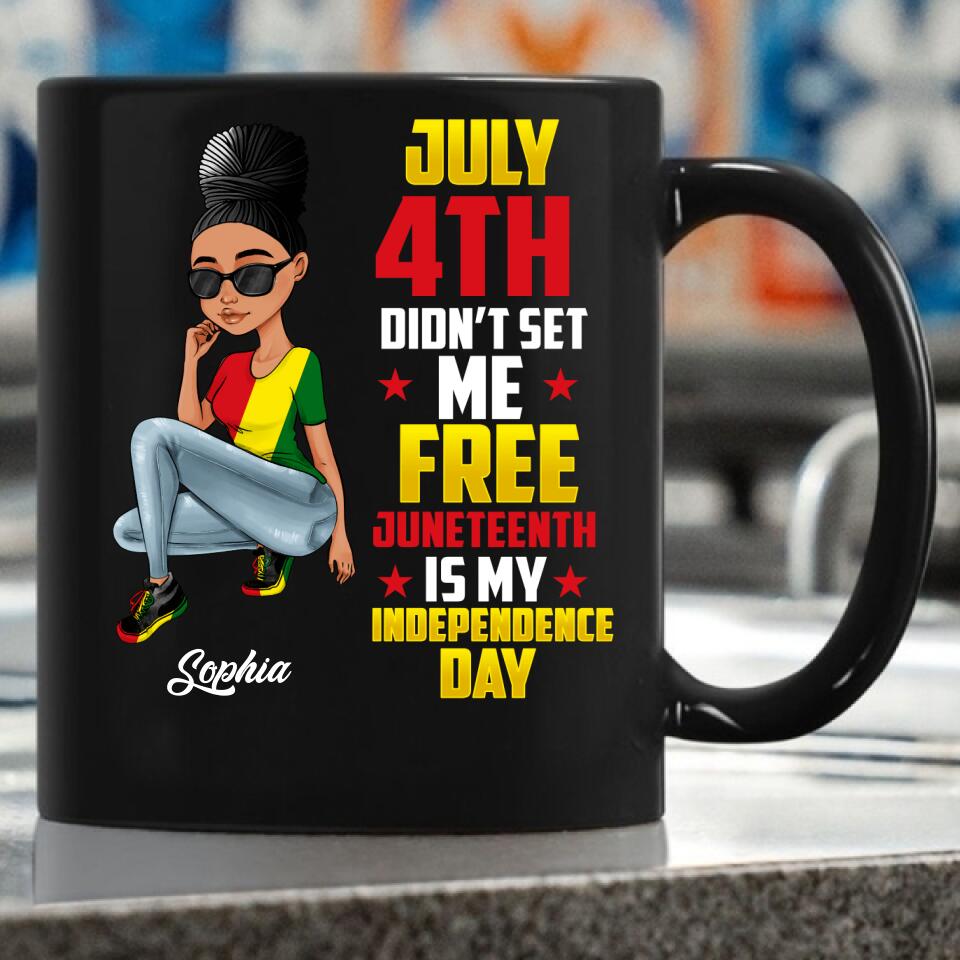 Juneteenth Shirt, Custom Juneteenth Shirt, June 19th Birthday Juneteenth Freedom Black Woman Afro Hair T-Shirt