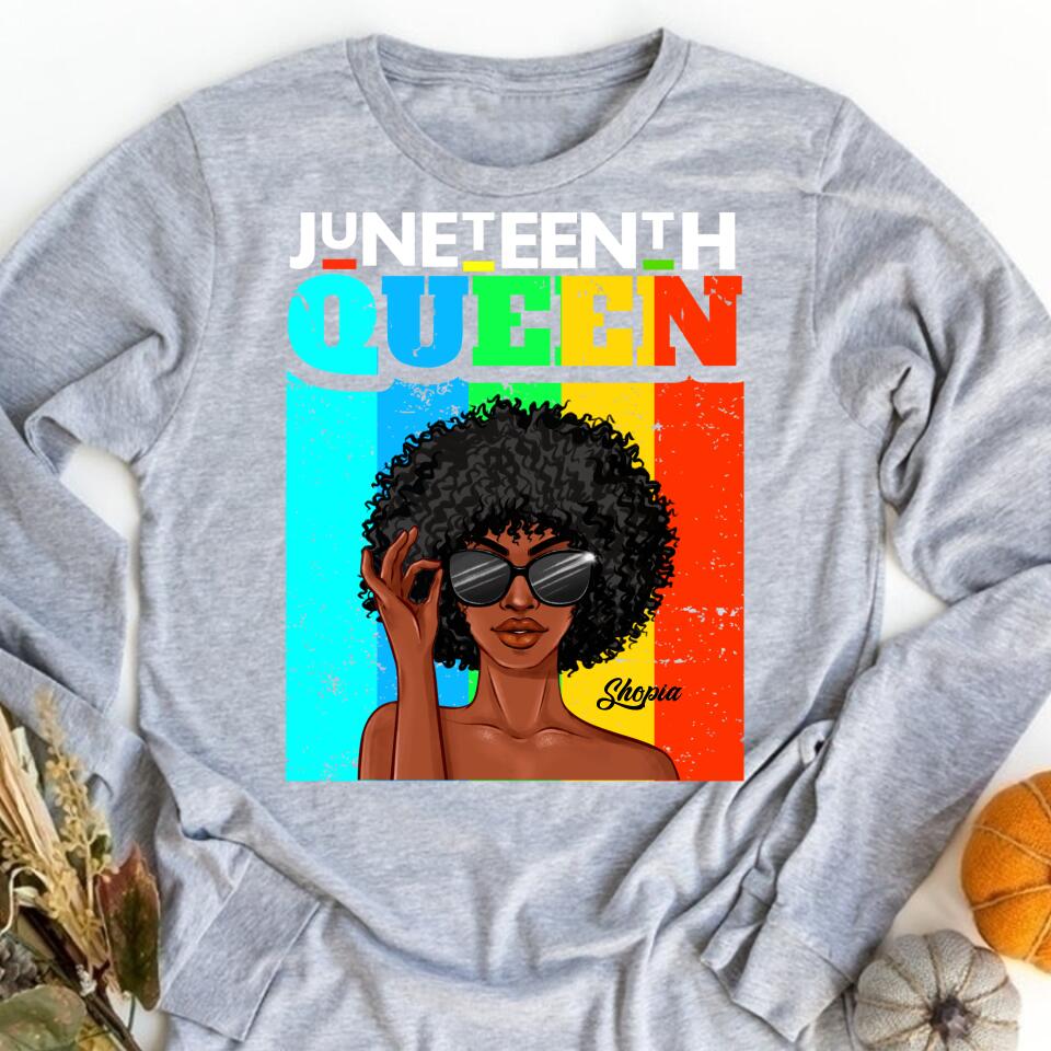 Juneteenth Shirt, Custom Juneteenth Shirt, Juneteenth Queen Afro Melanin Black Girl Magic Women Girls T-Shirt