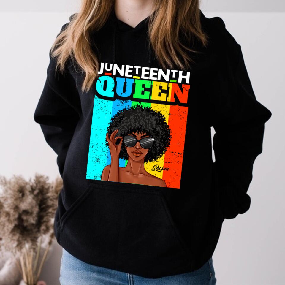 Juneteenth Shirt, Custom Juneteenth Shirt, Juneteenth Queen Afro Melanin Black Girl Magic Women Girls T-Shirt
