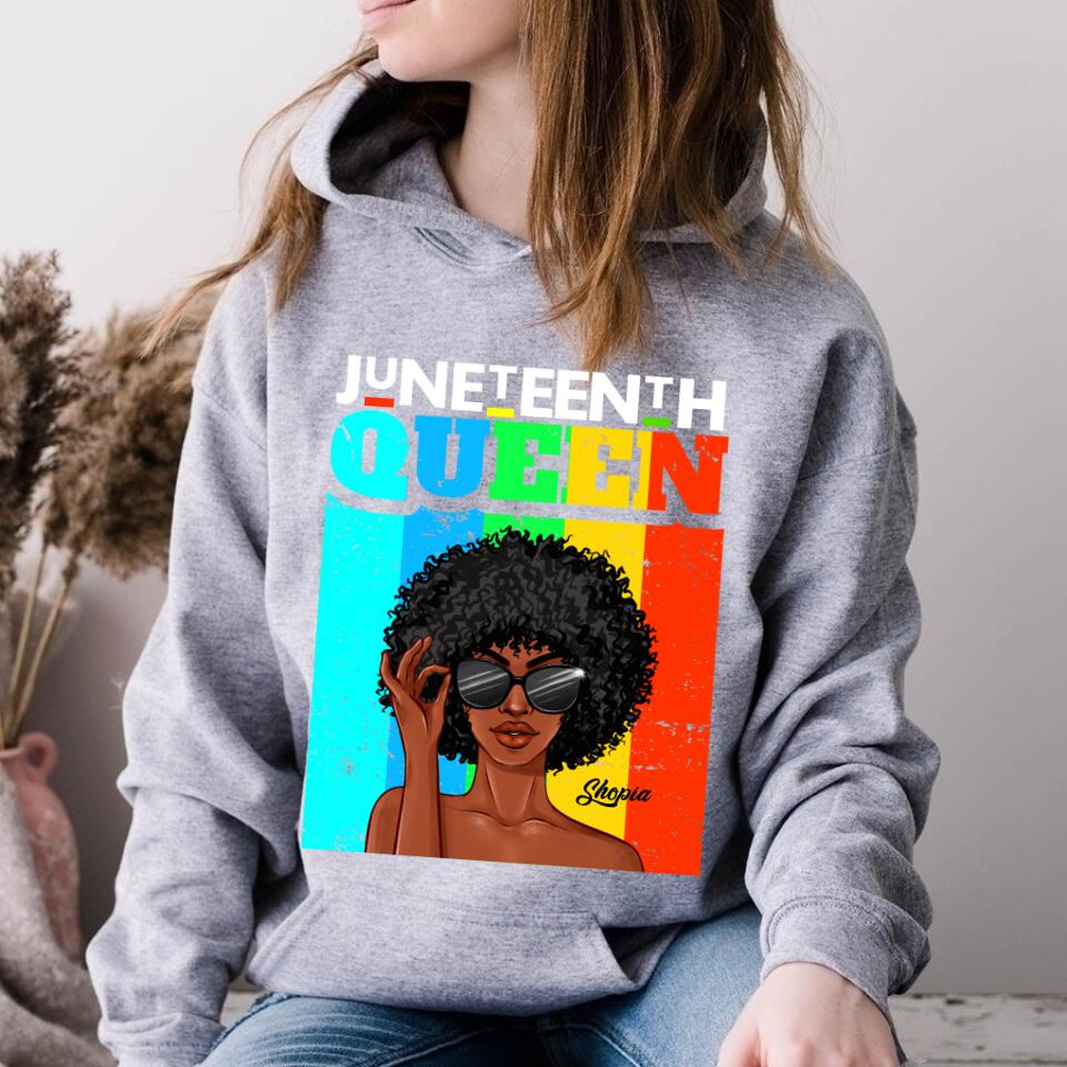 Juneteenth Shirt, Custom Juneteenth Shirt, Juneteenth Queen Afro Melanin Black Girl Magic Women Girls T-Shirt