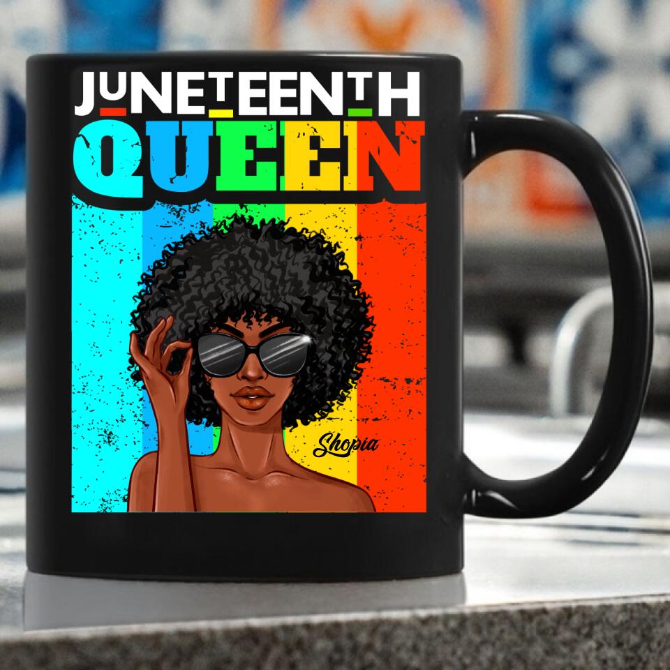 Juneteenth Shirt, Custom Juneteenth Shirt, Juneteenth Queen Afro Melanin Black Girl Magic Women Girls T-Shirt