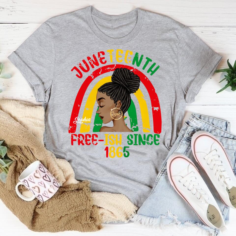 Juneteenth Shirt, Custom Juneteenth Shirt, Free-ish Since 1865 - Juneteenth Day Flag Black Pride
