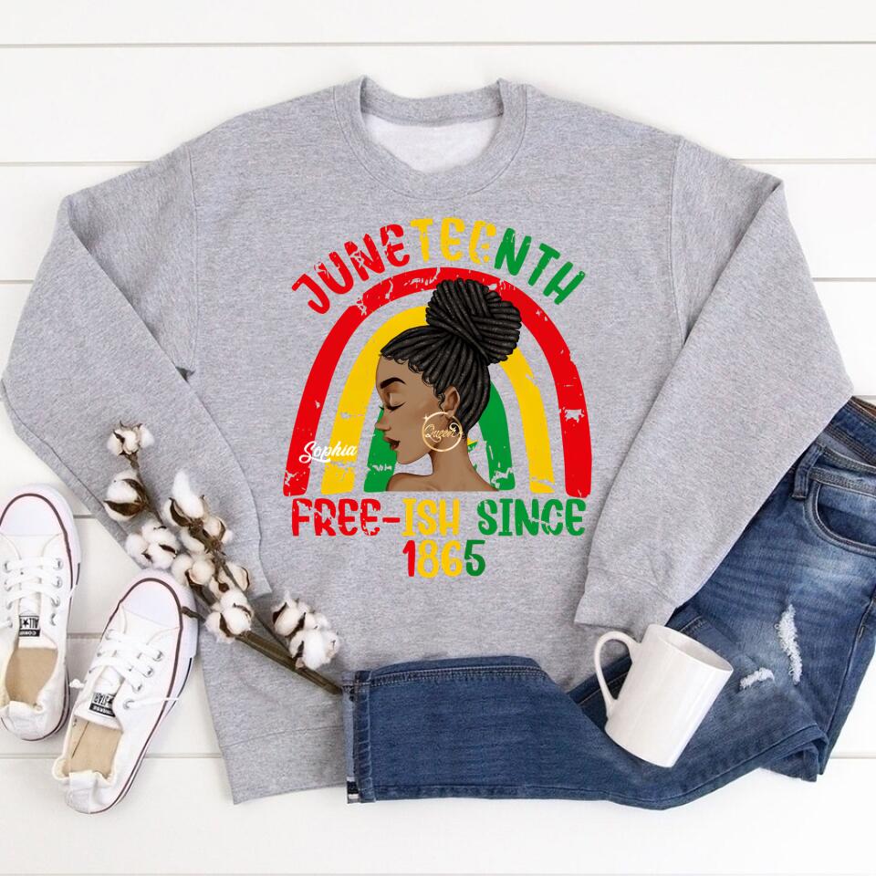Juneteenth Shirt, Custom Juneteenth Shirt, Free-ish Since 1865 - Juneteenth Day Flag Black Pride