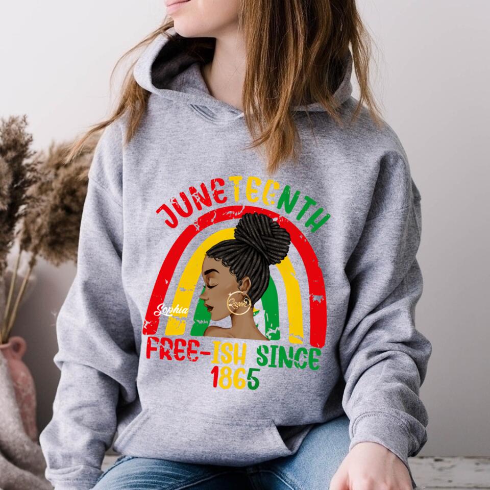 Juneteenth Shirt, Custom Juneteenth Shirt, Free-ish Since 1865 - Juneteenth Day Flag Black Pride