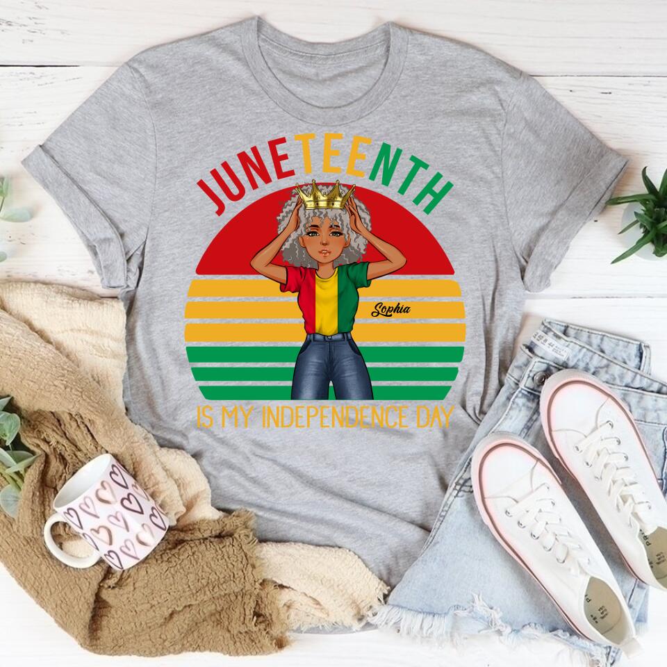 Juneteenth Shirt, Custom Juneteenth Shirt, Juneteenth Is My Independence Day Black Girl 4th Of July T-shirt