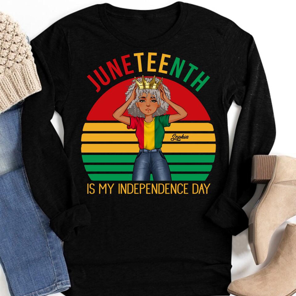 Juneteenth Shirt, Custom Juneteenth Shirt, Juneteenth Is My Independence Day Black Girl 4th Of July T-shirt