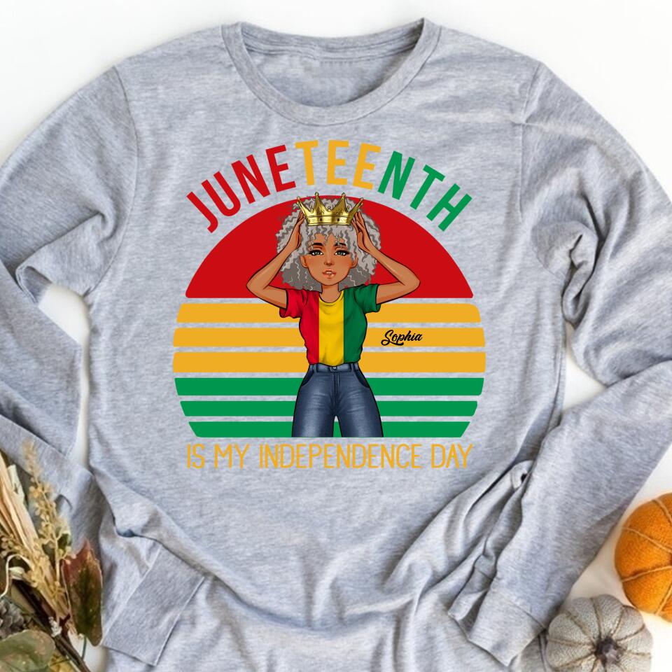 Juneteenth Shirt, Custom Juneteenth Shirt, Juneteenth Is My Independence Day Black Girl 4th Of July T-shirt