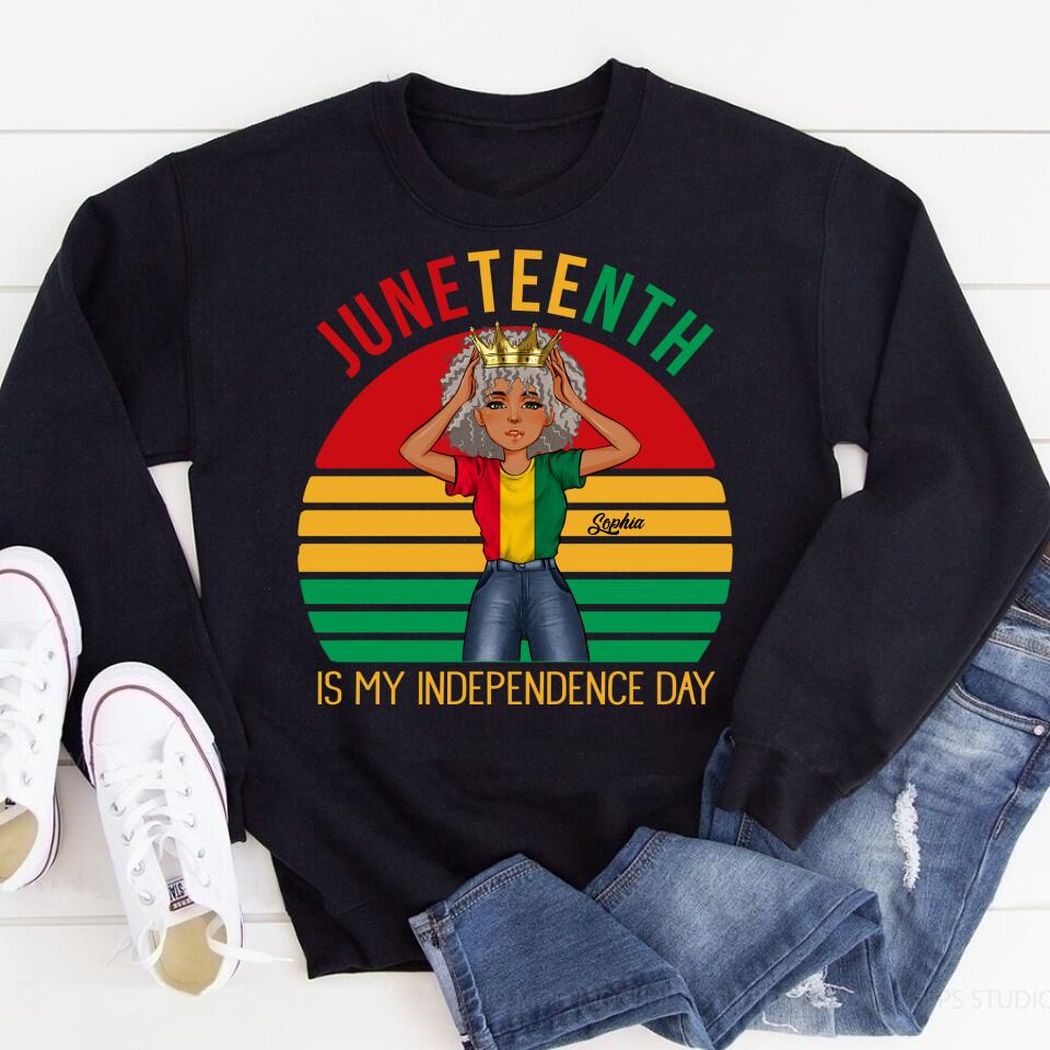 Juneteenth Shirt, Custom Juneteenth Shirt, Juneteenth Is My Independence Day Black Girl 4th Of July T-shirt