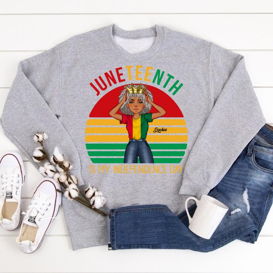 Juneteenth Shirt, Custom Juneteenth Shirt, Juneteenth Is My Independence Day Black Girl 4th Of July T-shirt