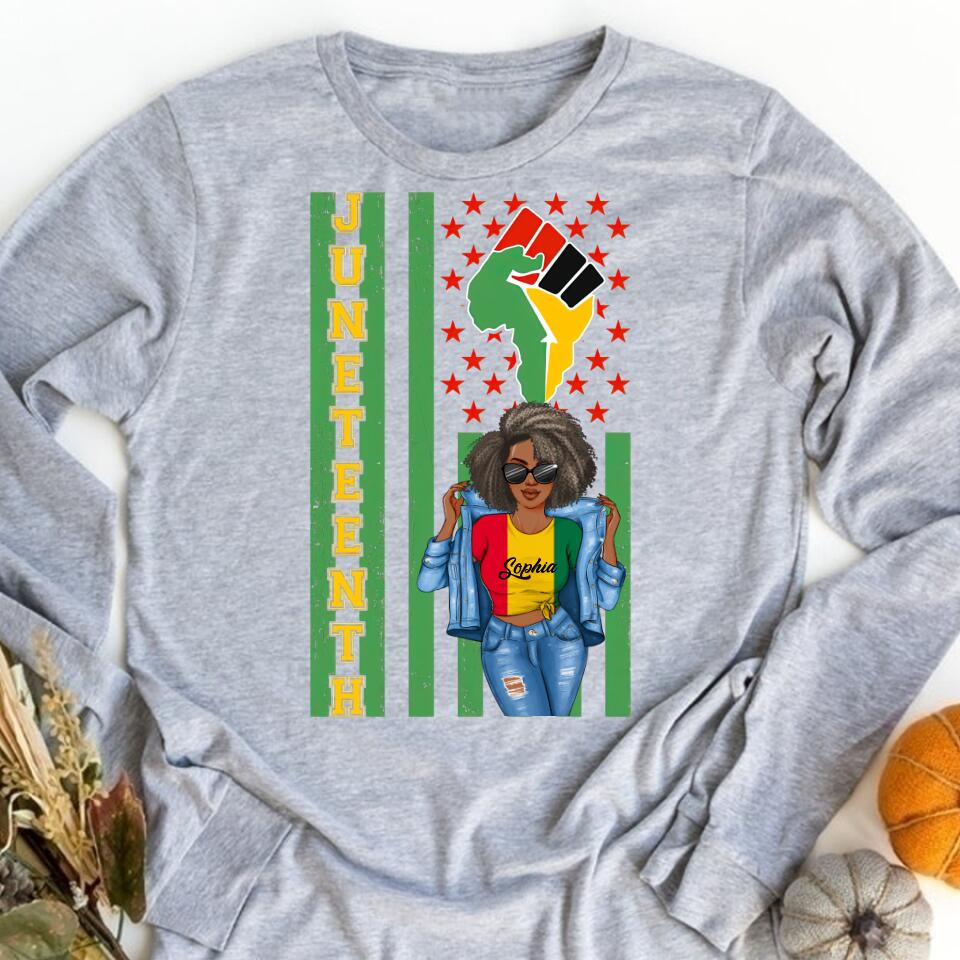 Juneteenth Shirt, Custom Juneteenth Shirt, Juneteenth is My Independence Day Juneteenth Black Afro Flag T-shirt