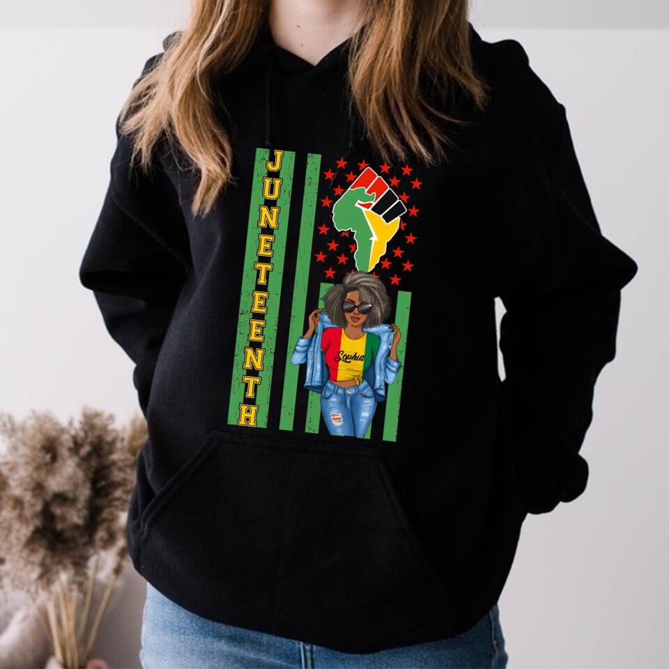 Juneteenth Shirt, Custom Juneteenth Shirt, Juneteenth is My Independence Day Juneteenth Black Afro Flag T-shirt