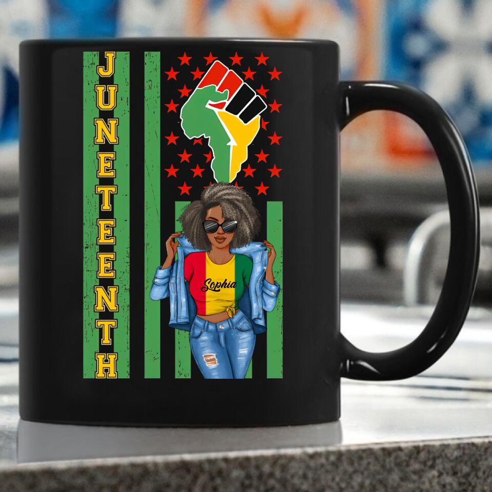 Juneteenth Shirt, Custom Juneteenth Shirt, Juneteenth is My Independence Day Juneteenth Black Afro Flag T-shirt