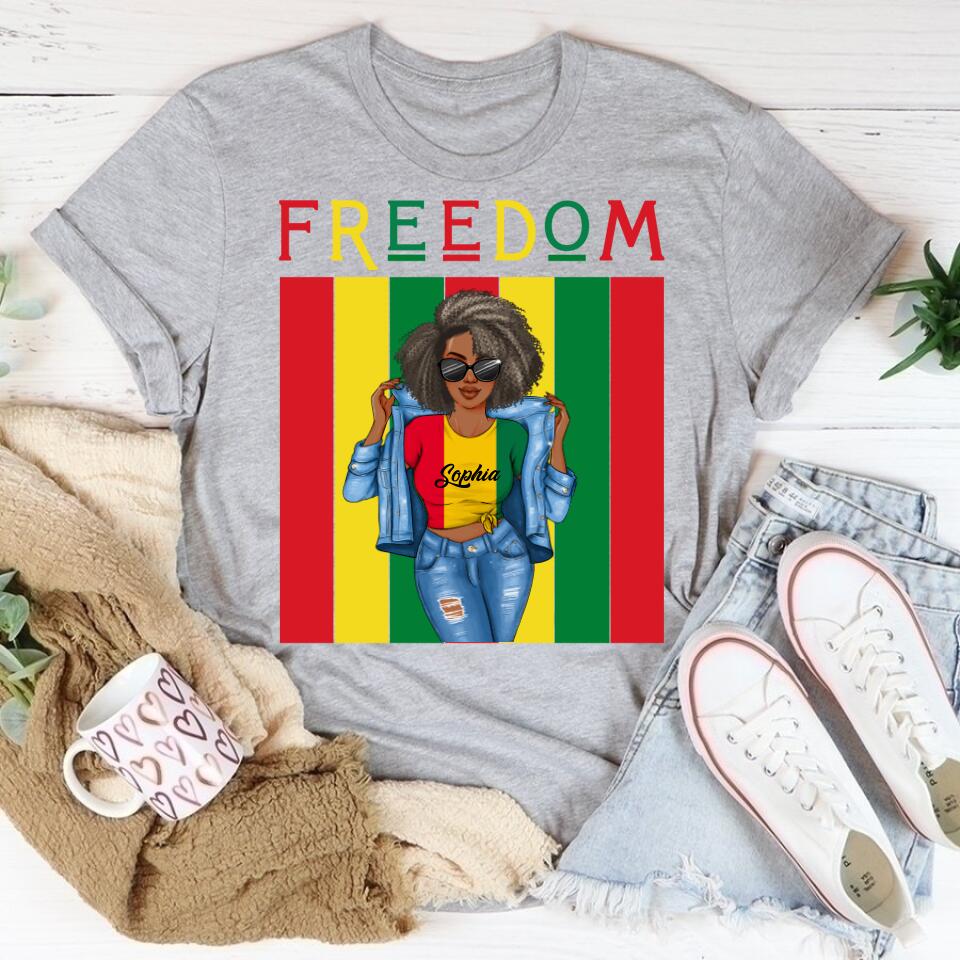 Juneteenth Shirt, Custom Juneteenth Shirt, Juneteenth Is My Independence Day Black Girl 4th Of July T-shirt