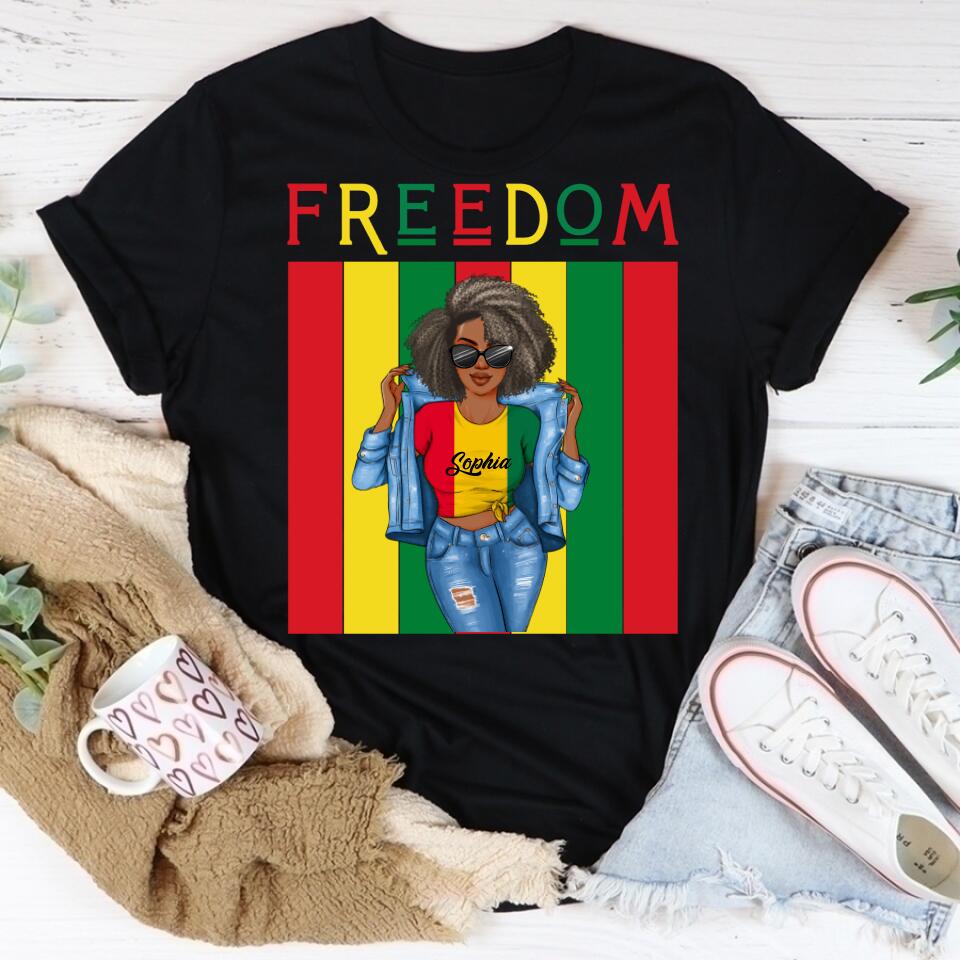 Juneteenth Shirt, Custom Juneteenth Shirt, Juneteenth Is My Independence Day Black Girl 4th Of July T-shirt