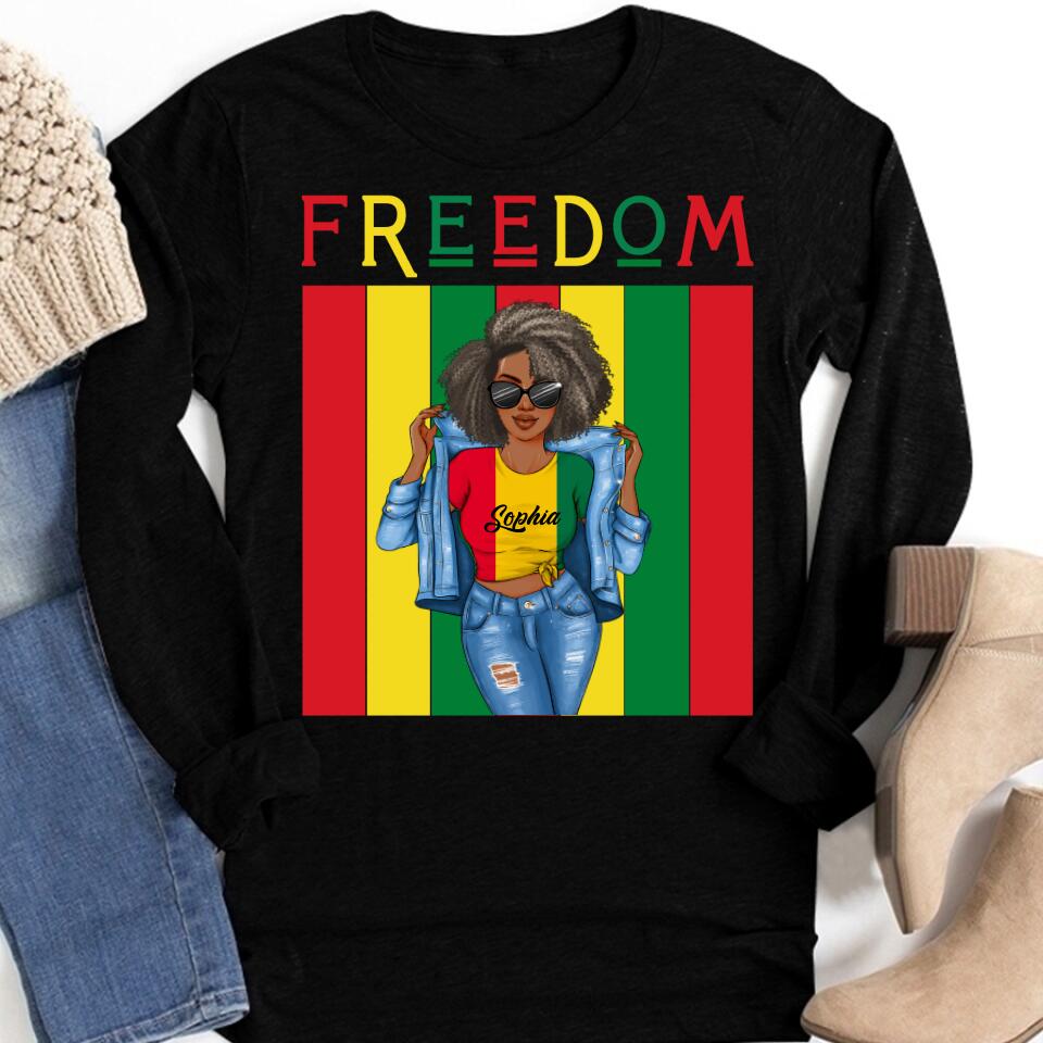 Juneteenth Shirt, Custom Juneteenth Shirt, Juneteenth Is My Independence Day Black Girl 4th Of July T-shirt