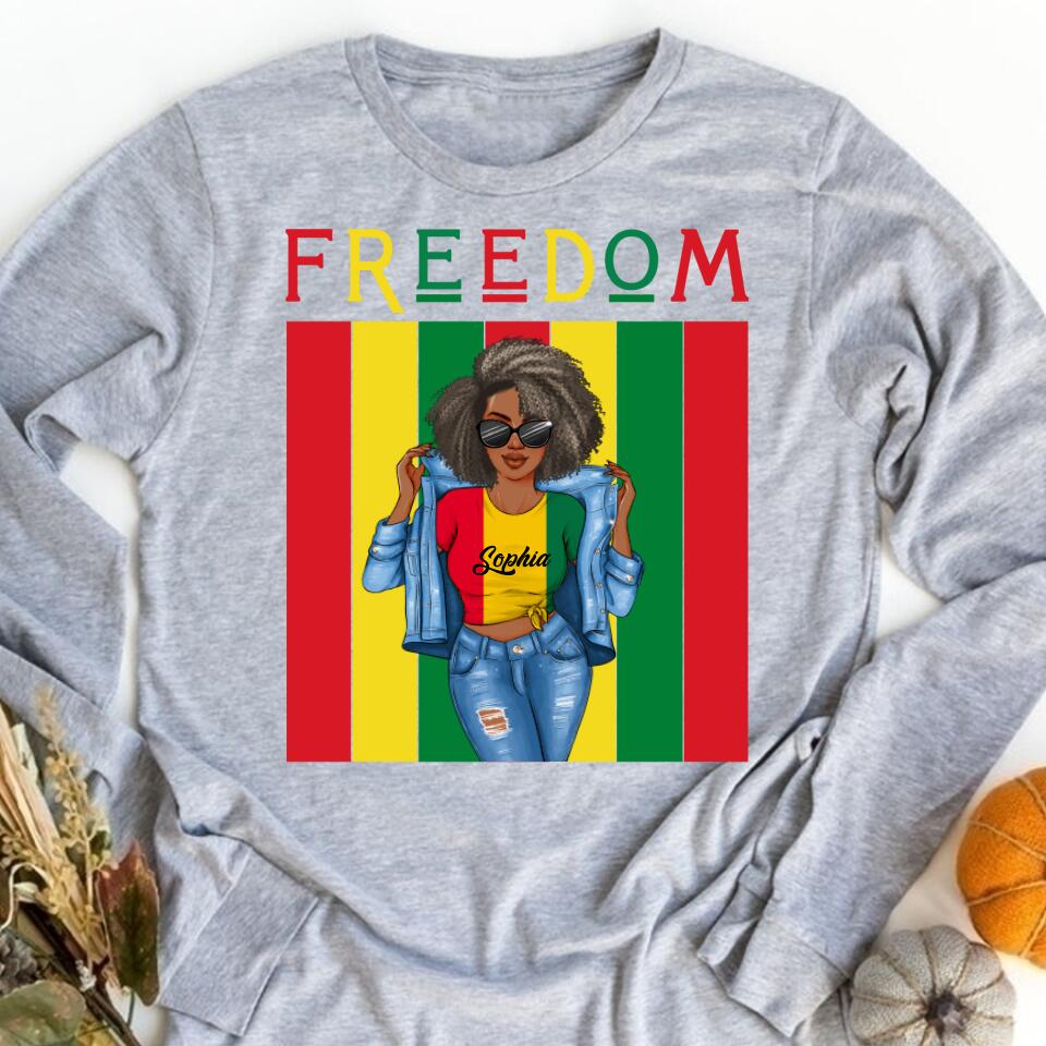 Juneteenth Shirt, Custom Juneteenth Shirt, Juneteenth Is My Independence Day Black Girl 4th Of July T-shirt