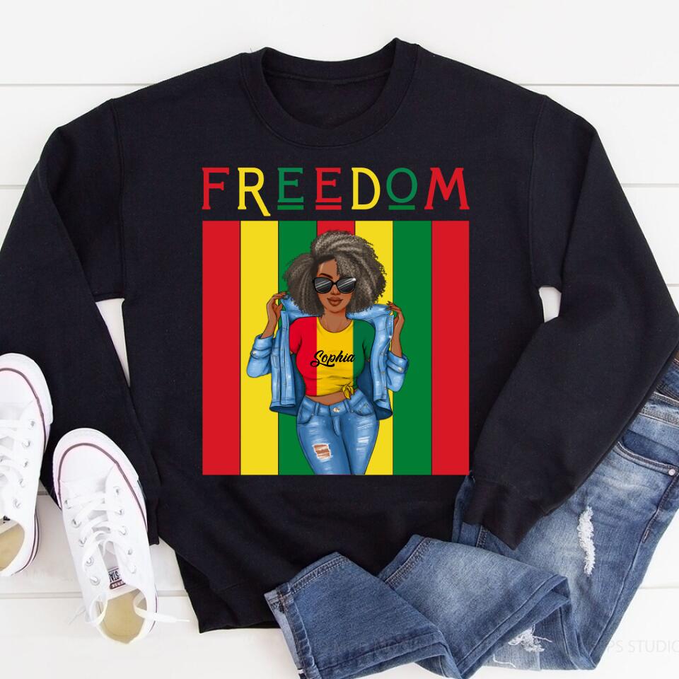 Juneteenth Shirt, Custom Juneteenth Shirt, Juneteenth Is My Independence Day Black Girl 4th Of July T-shirt