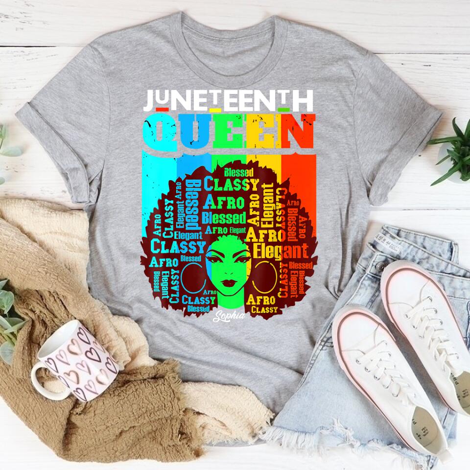 Juneteenth Shirt, Custom Juneteenth Shirt, Juneteenth Is My Independence Day - Black Girl Black Queen T-Shirt