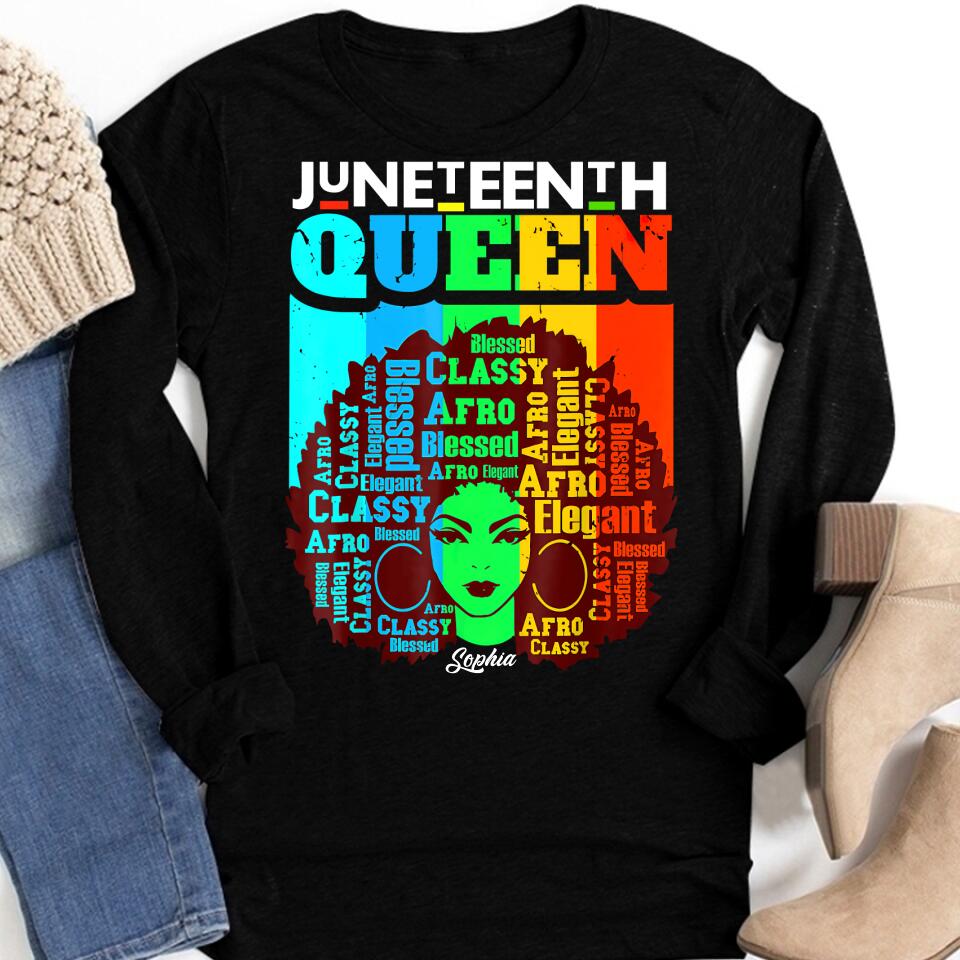 Juneteenth Shirt, Custom Juneteenth Shirt, Juneteenth Is My Independence Day - Black Girl Black Queen T-Shirt