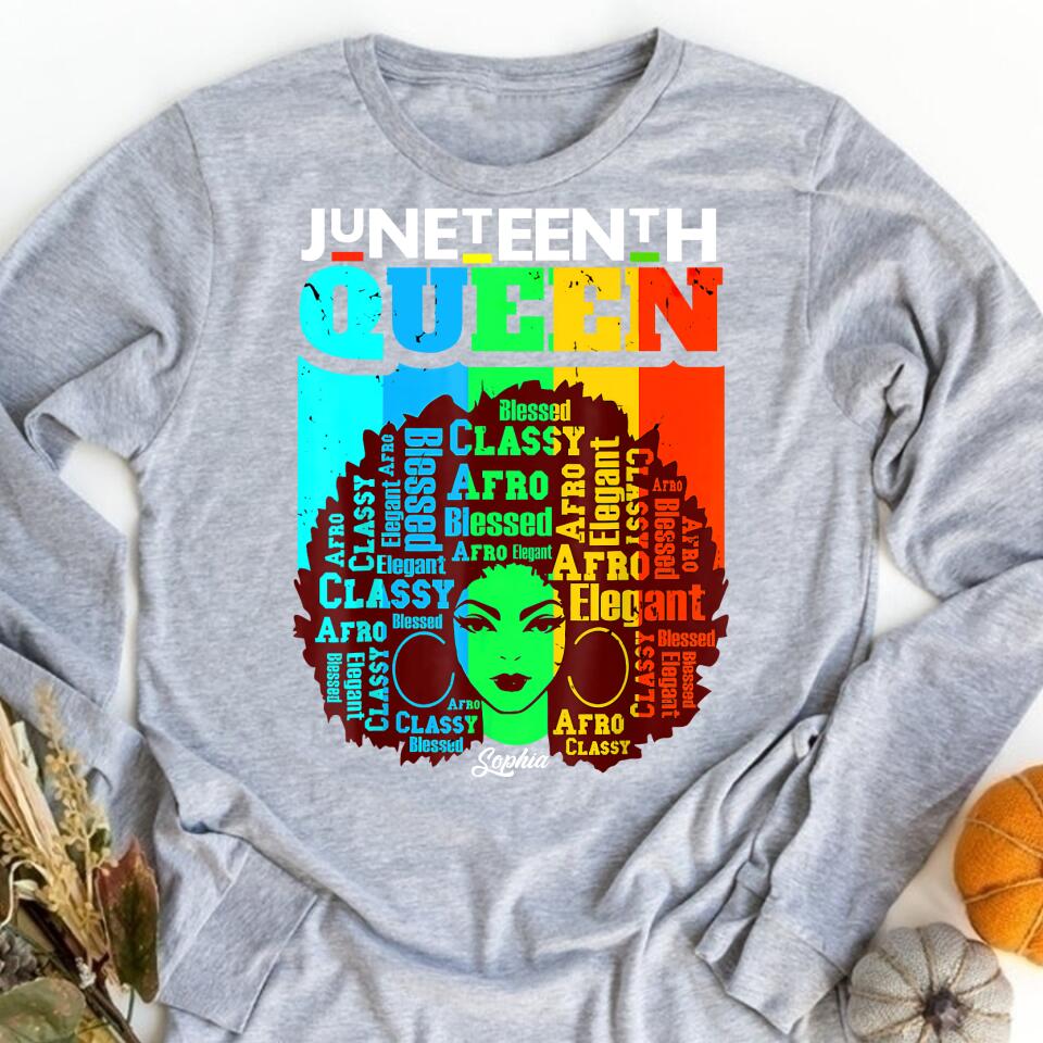 Juneteenth Shirt, Custom Juneteenth Shirt, Juneteenth Is My Independence Day - Black Girl Black Queen T-Shirt