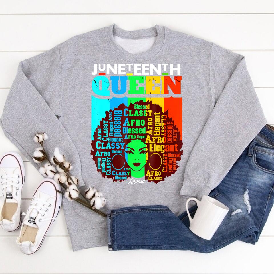 Juneteenth Shirt, Custom Juneteenth Shirt, Juneteenth Is My Independence Day - Black Girl Black Queen T-Shirt